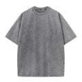 Manufacturer Custom Men Plus Size Hip Hop Streetwear Knitted Print T-Shirt Distress Oversized Acid Wash Vintage 100% Cotton