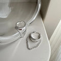 Short Tassel Chain Round Hoop Earrings for Women 925 Sterling Silver Jewelry