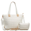 New Women's Down Handbag Laptop Bag Quilted Zipper Fluffy Work Tote Bag