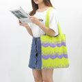 Luxury Korean Style Knitted Wool Tote Bag for Women Large Capacity Open Closure Shopping Bag New Design