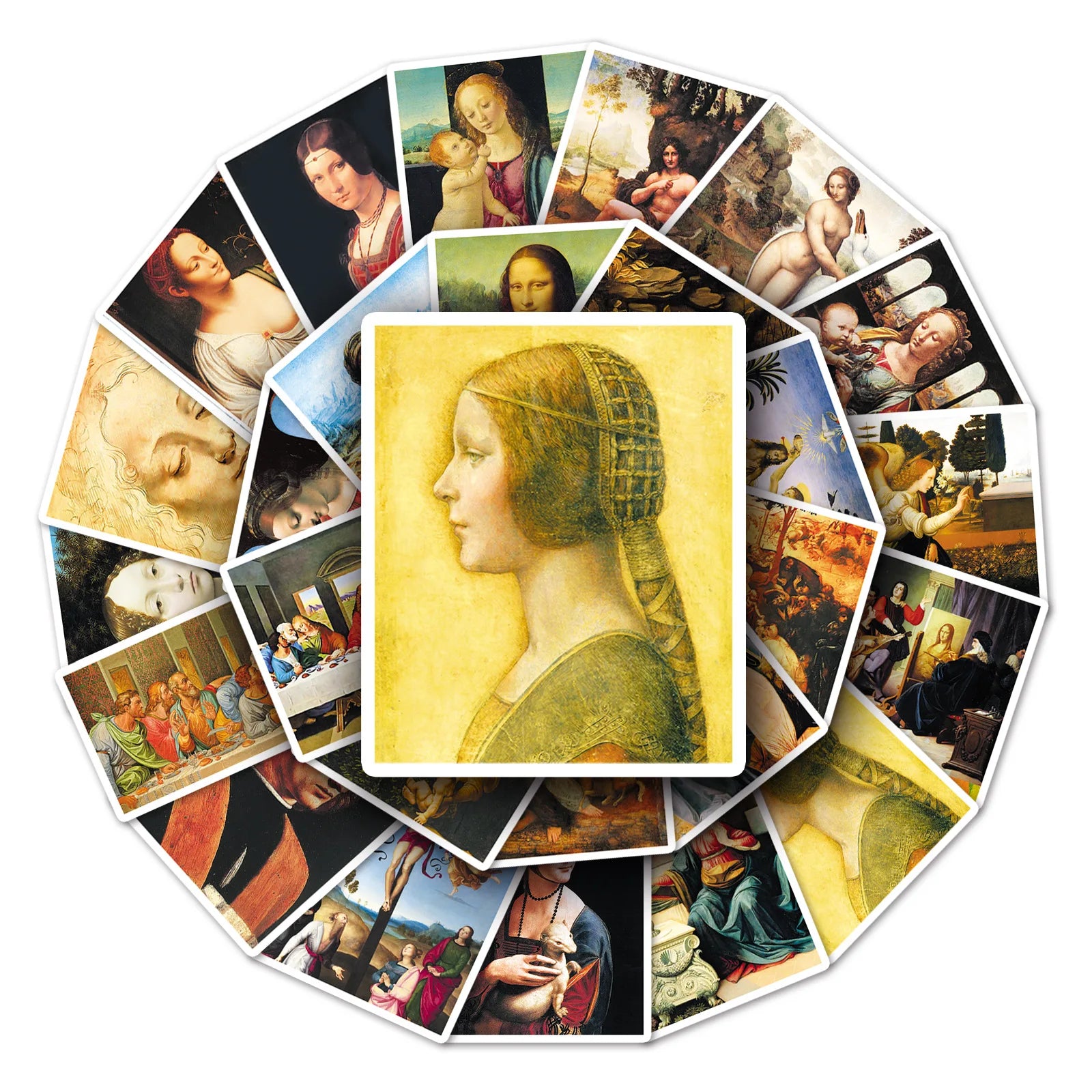 50PCS Italian Renaissance Artist Leonardo Da Vinci Trendy Classic Oil Painting Sticker