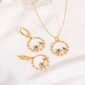 Women's Trendy Gold-Plated Brass Hoop Earrings Circle Butterfly Rose Zircon with Geometric Pattern Party Jewelry