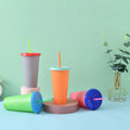 Hot Seller Mug Plastic Color Changing Tumbler Plastic Tumbler Cup with Straw