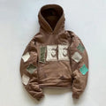 US Free Tax Wholesale Vintage Stone Wash Heavyweight Cropped Hoodie Raw Cut Distressed Embroidery Appliques Hoodie for Men