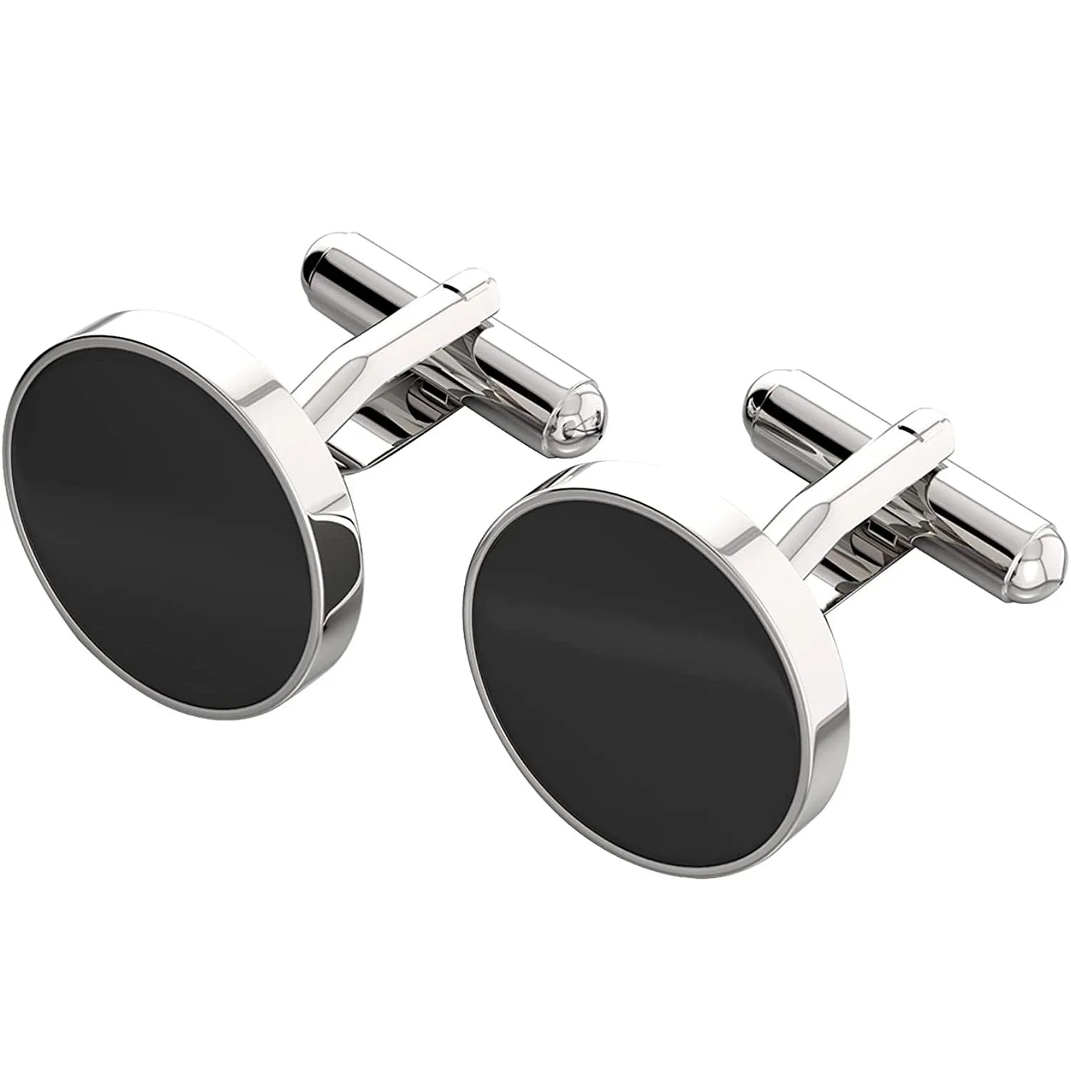 Classic French Style 18mm Stainless Steel Cufflink Black for Groom