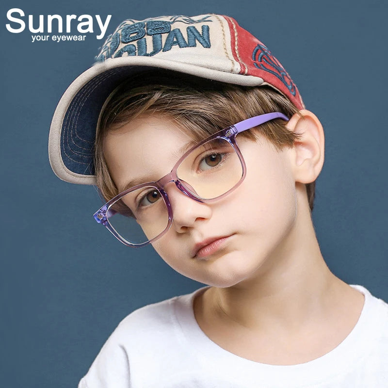 Sunray Vintage Fashion Gaming for Children Cute Blue Blocking Glasses with Colorful Print Eyeglass Frames