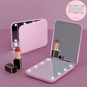 Wholesale Pocket Makeup Mirror 2X Magnifying Portable Cosmetic Mirror High Definition Rectangle LED Mirror Mini Folding Mirror