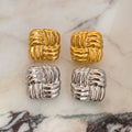 Dazan New HOT 18k Gold Plated Hypoallergenic Stainless Steel Vintage French Unique Office Girl Accessory Bread Earrings
