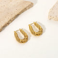 Vintage Punk 18K Gold Plated Stainless Steel Jewelry Double Twist Earrings Oval Rope Hoop Earrings U Shape Earrings for Women