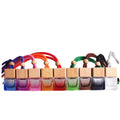Wholesale 8ml Square Glass Aroma Bottle Wooden Cap Screw Cap UV Coating Rearview Mirror Pendant Hot Stamping Surface Fragrant