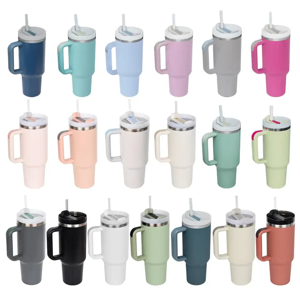 2023 in Stock Customized 30oz 40oz Travel Tumbler Car Mugs Camping Cups With Silicone Handle and Lid