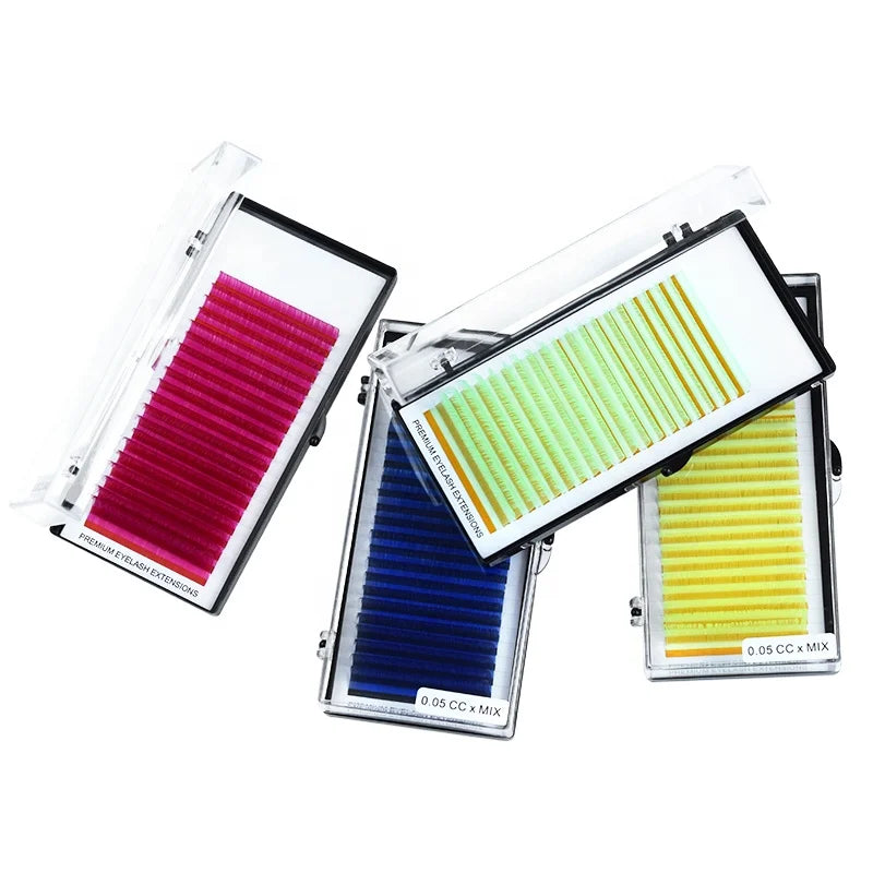 Private Label Multi Colorful Eyelash Extension Soft Natural Handmade Faux Mink Colored Lash Extension