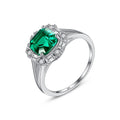 Fine Jewelry 925 Sterling Silver Hexagon Shape Emerald Gemstone Engagement Diamond Rings for Women
