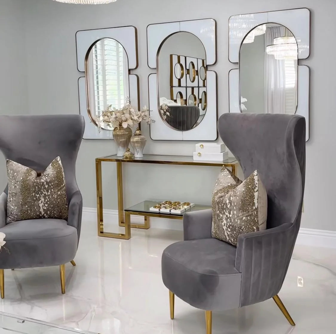 80x60CM Factory Price Large Modern Gold Metal Frame Wall Art Living Room Home Decor Hanging Mirror for Sale Dropshipping DDP