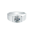 Men's 1ct Moissanite Ring Rhodium Plated 925 Sterling Silver Wedding Band Durable Luxury Jewelry