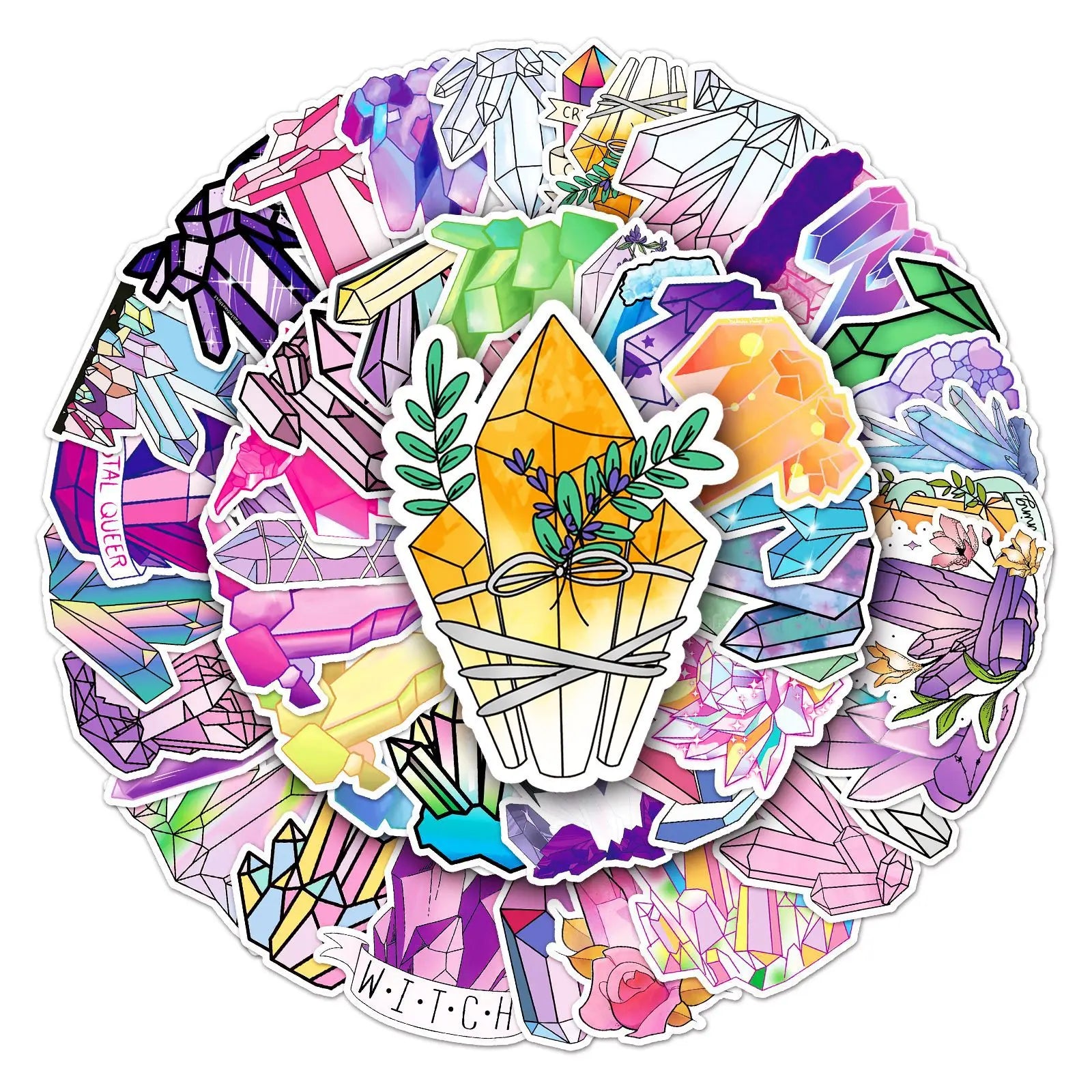 Dragonfly Decor Art Graffiti Paper Stickers Natural Crystals for Bottle Laptop Car rainbow Sticker Pack