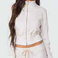 Women's Two Piece Outfits Tracksuit Sweatsuit Y2K Long Sleeve Cropped Zip up Hoodie Jacket Sweatpants Jogger Set