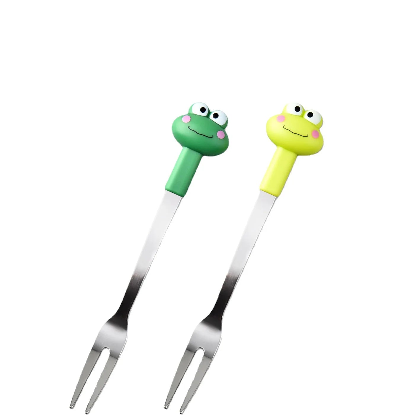 New Creative Cartoon Stainless Steel Fruit Fork Multi Kinds Cute Animal Fruit Fork 6PCS Set with Holder Food Picks Custom Logo