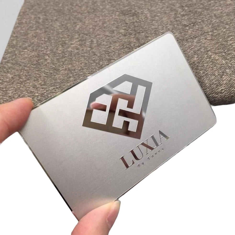 High-end Shining Mirror Metal Card Warranty Custom Laser Engraving Wedding Invitation Visit Mirror Membership VIP Card