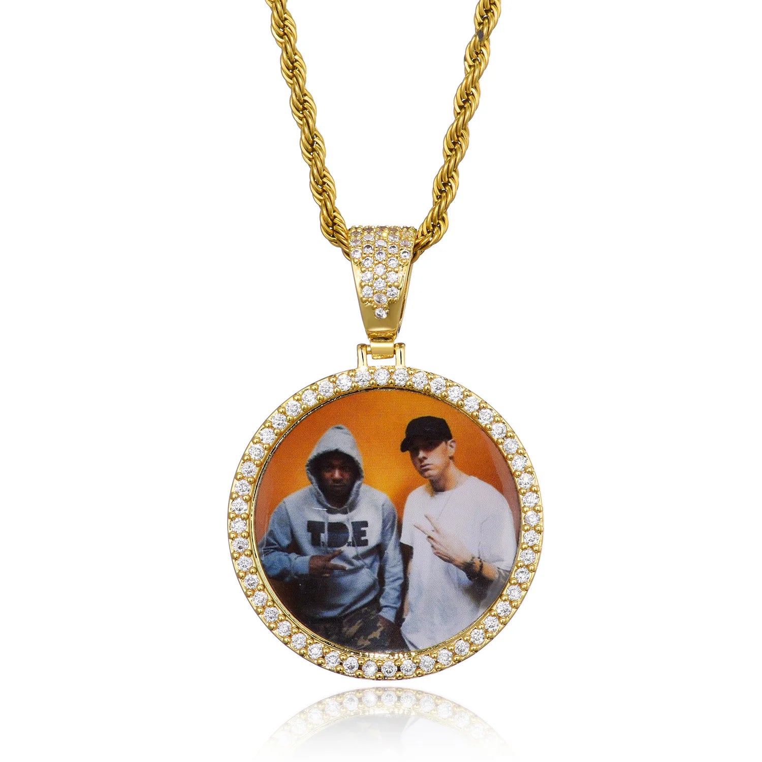 Diamond-encrusted Round Brand Pendant Picture Frame Can Be Placed in a Photo Pendant Necklace