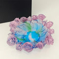 Luxury Colored Glass European Style 3-Piece Fruit Plate Rose Flower Bowl Crystal Tray Dinnerware Sets