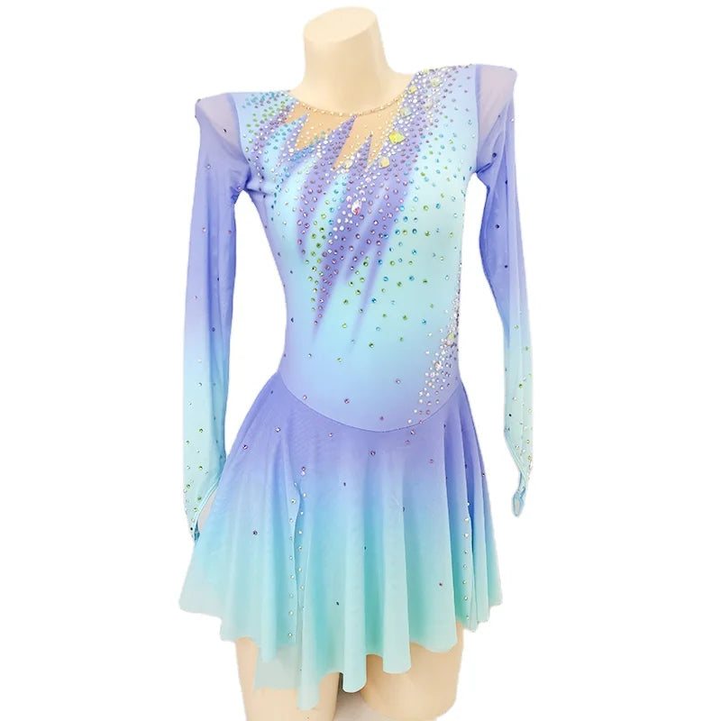 LIUHUO Figure Skating Dress Trends 2026 with Rhinestones for Girls Skating Performance Wear
