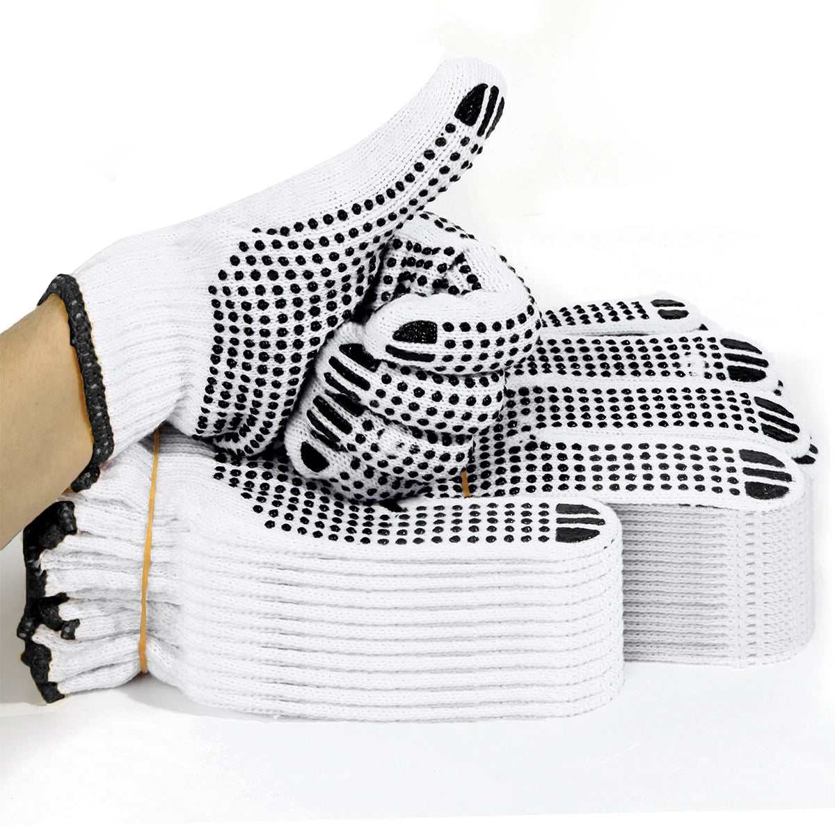 Factory Prices Black Pvc Dot Knitted Polycotton Cotton Gloves Safety Gloves Construction Industry Protection Gloves