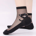 Thin Japanese Crystal Stockings Transparent Glass Stockings Bear Cartoon Breathable Female Stockings Wholesale