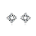 Women dainty 925 sterling silver square shape baguette CZ diamond stud earrings