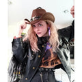 Cowboy Fedora With Belt Head Accessories Cowboy Cap Monochrome Felt Hat Men Women Big Brim Outdoor Hat Knight Hat