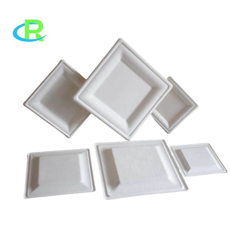 Eco Friendly Biodegradable Sugarcane Plates Bagasse Disposable 7inch Square Paper Plate