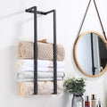 Hot Sale Wall Mounted Stainless Steel Bathroom Towel Rack Self Adhesive Matte Black Towel Holder Towel Shelf