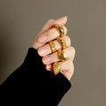 18k Gold Plated Female Ring Jewelry Women Simple Designs Unisex Stainless Steel Ring