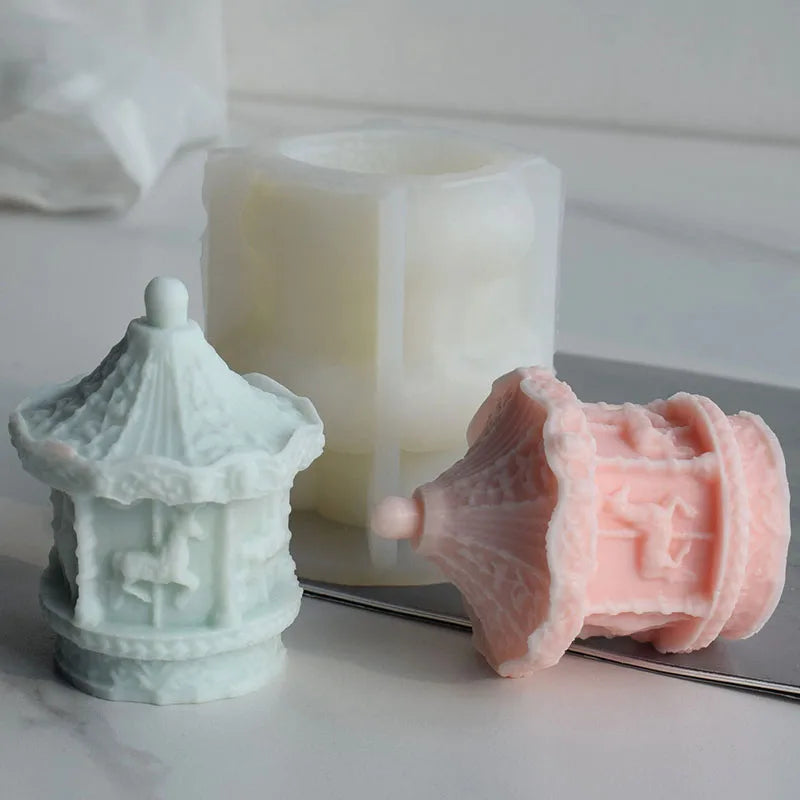 Custom Designed DIY Cute Merry-Go-Around Silicone Mold Small Resin Arch for Candles Bakeware Gifts for Food Businesses