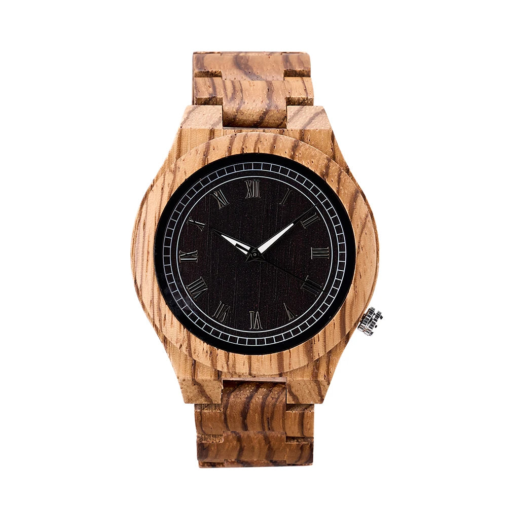 High Quality Wood Watch Private Label Zebra Wood Watch Customized Logo Wooden Watch for Man Surprise Gift
