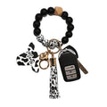 New Keychain Bracelet Wristlet Elastic Keyring Bangle for Womens Silicone Beaded Key Ring Bracelet
