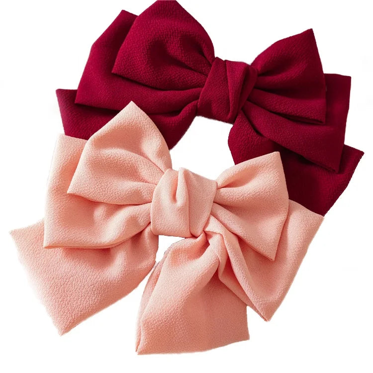 MIO New Fabric Three-Layer Solid Color Hair Accessories Large Bow Knot Hair Clip Women's Hair Clip for Girls