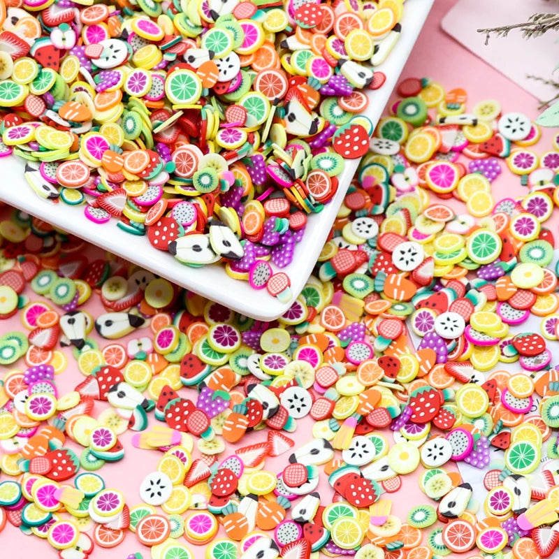 Hot Selling Diy rainbow Color Soft Polymer Clay Slices 5mm Bohemia Style Ornament for Phone Case Decorations