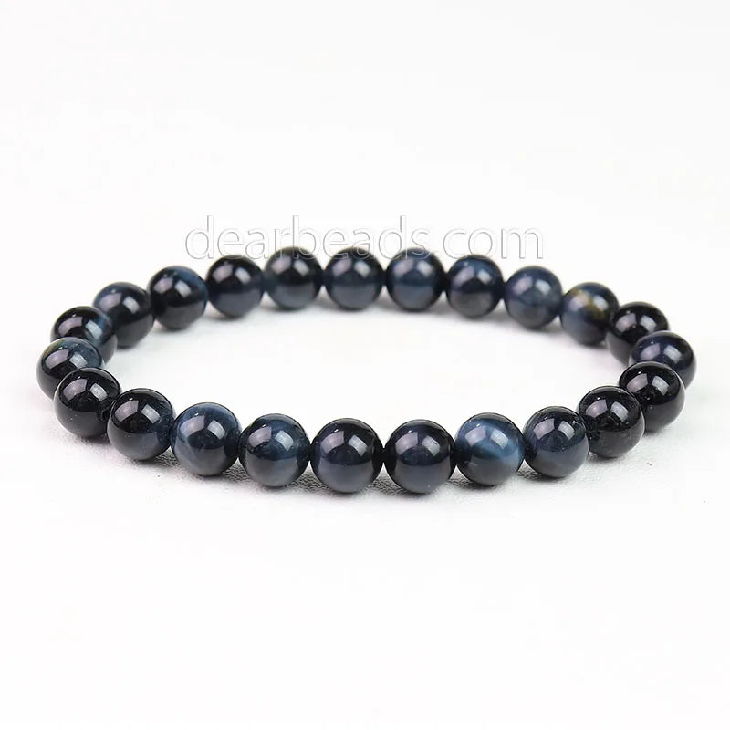 Natural Blue Grey Tigers Eye Stone Beaded Bracelet Real Genuine Cat's Eye Bracelets for Man Bracelet Making