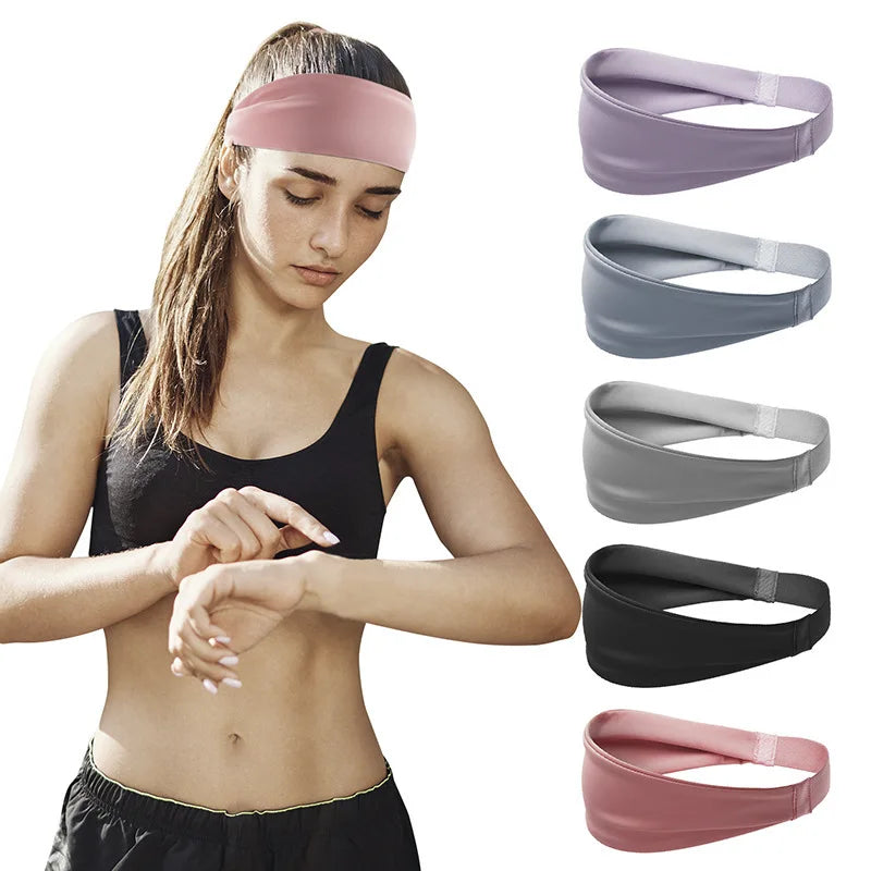 Soft Stretch Fabric Solid Color Custom logo Sweat Wicking Headband for Sports Mens Running Headband Sports Sweat Headband