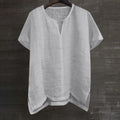 Summer Simple Design Solid Color Casual Shirts Men High Quality Short-Sleeved Cotton Linen Shirt