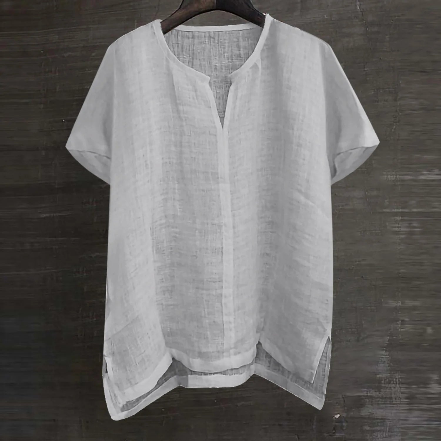 Summer Simple Design Solid Color Casual Shirts Men High Quality Short-Sleeved Cotton Linen Shirt