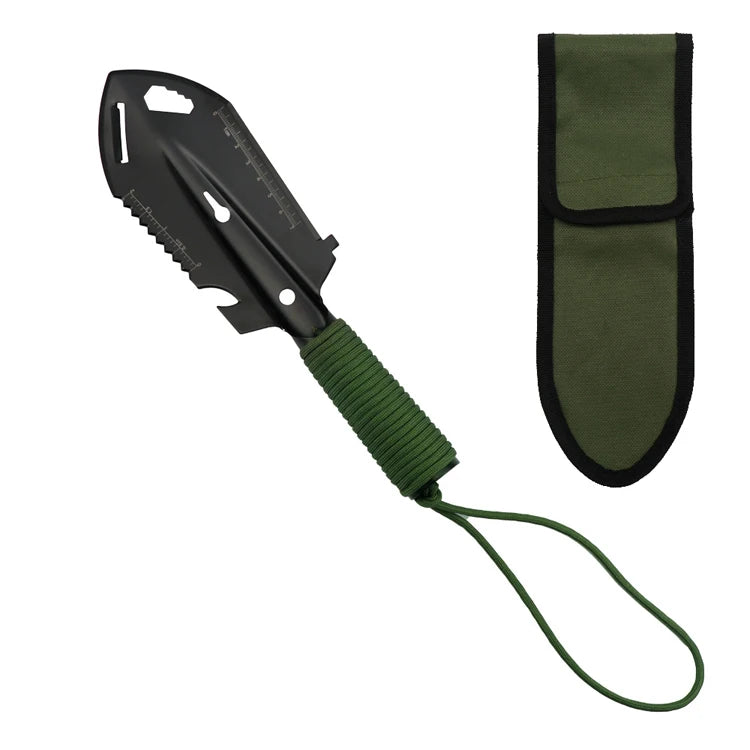 Outdoor Camping Shovel Portable Garden Trowel 7-in-1 Lightweight Multifunctional Shovel with Carrying Pouch