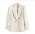 Women's Fashion Texture Double Breasted Mid Length Coat