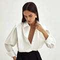 Turn Down Collar Button Up Designer Ladies Blouses Long Sleeve Cotton Women's Shirt Office White Shirts For Women