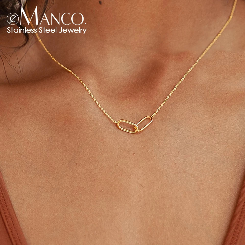EManco Dainty Lovely Infinity Pendant Bead Chain Necklace Stainless Steel Family Minimalist Linked Necklace Jewelry for Gifts MegaBDM