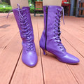 EVk240928 New Arrival Women's Customized Low Heel Jazz Salsa Street Dance Boots Soft Comfortable Purple Leather Dance Shoes