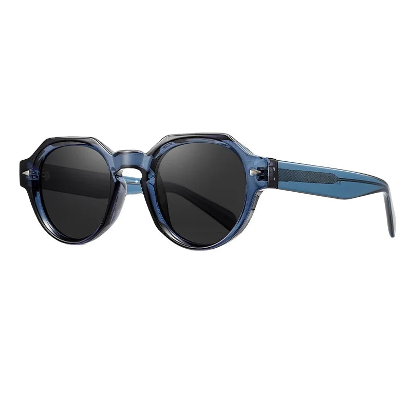 2024 Luxury Brands Retro Sunglasses for Women TR90 Blue Black Frame Polarized Lenses Acetate Temples Fashion Style Sun Glasses MegaBDM