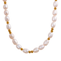 JINYOU 1195 Stainless Steel Natural Pearls Handmade Fashion Waterproof Necklace for Women Bohemia Luxury Beads Stylich Golden