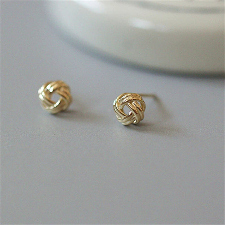 14k Gold Plating Women Sterling Silver Hemp Rope Earrings Geometric Jewelry Earrings
